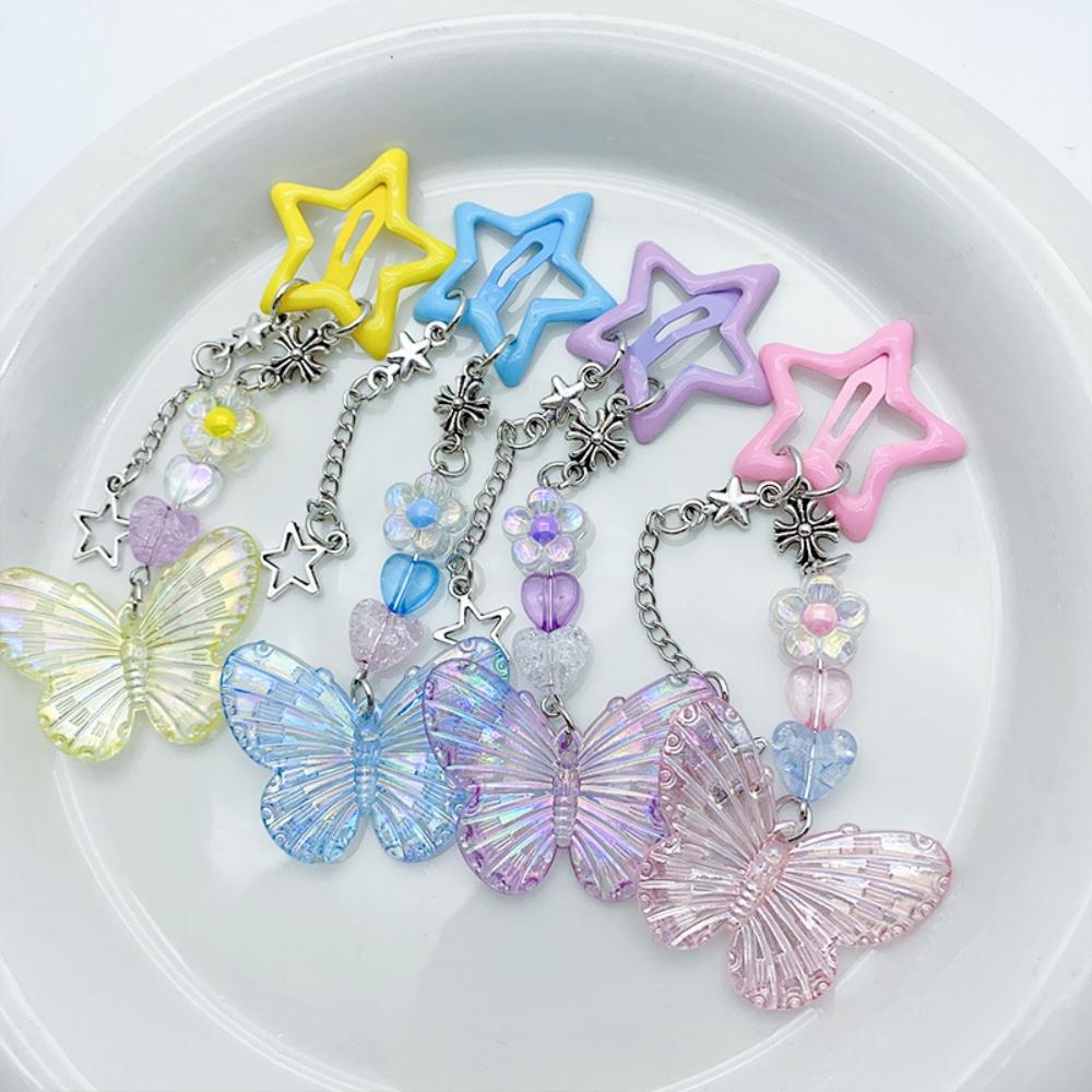 Star Hair Clip Vibrant Kids Hair Accessories Butterfly Tassel Hairpin High Quality Y2k Hair Clip For Parties Girls Daily Wear