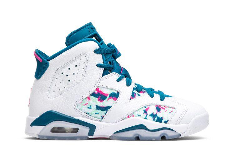 Kids' Sneakers Jordan 6 Retro White Laser Fuchsia Green Abyss (GS) White/Laser Fuchsia-Green Abyss