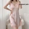 Sleek Ice Silk V-Neck Camisole Nightgown with Chest Pads - 2026 Summer Pure Desire Collection for Women