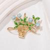 Vintage Forget-me-not Flower High-end Enamel Craft Flower Fashion Basket Brooch