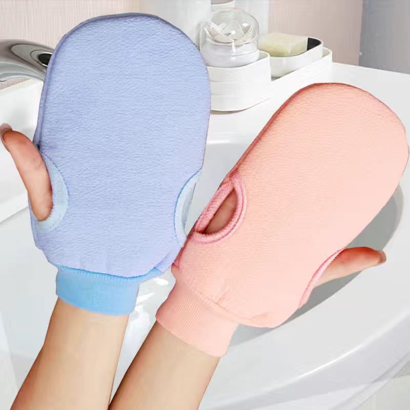 Exfoliating Bath Shower Gloves Dead Skin Removal Spa Massage Body Scrub Towel for Healthy Skin Solid Color Cute Bath Gloves 1PCS