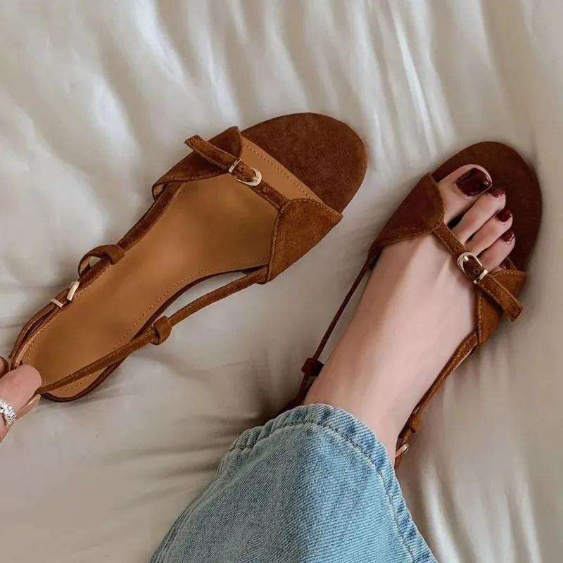 Fashion 2025 Summer New Women's Sandals Fashion Buckle Strap Round Toe Flat Heel Sandal Outdoor Casual Daily Wear Shallow Hot Sale Shoes