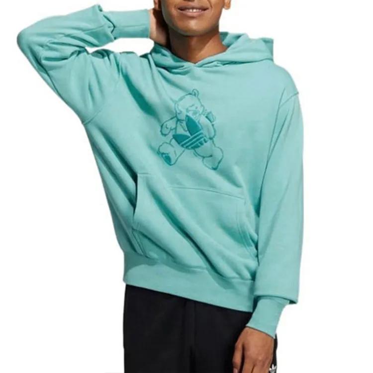 Adidas Originals Sweatshirts Unisex Mint Blue Hooded Moderate Regular (Unisex) Sweatshirts HJ7822