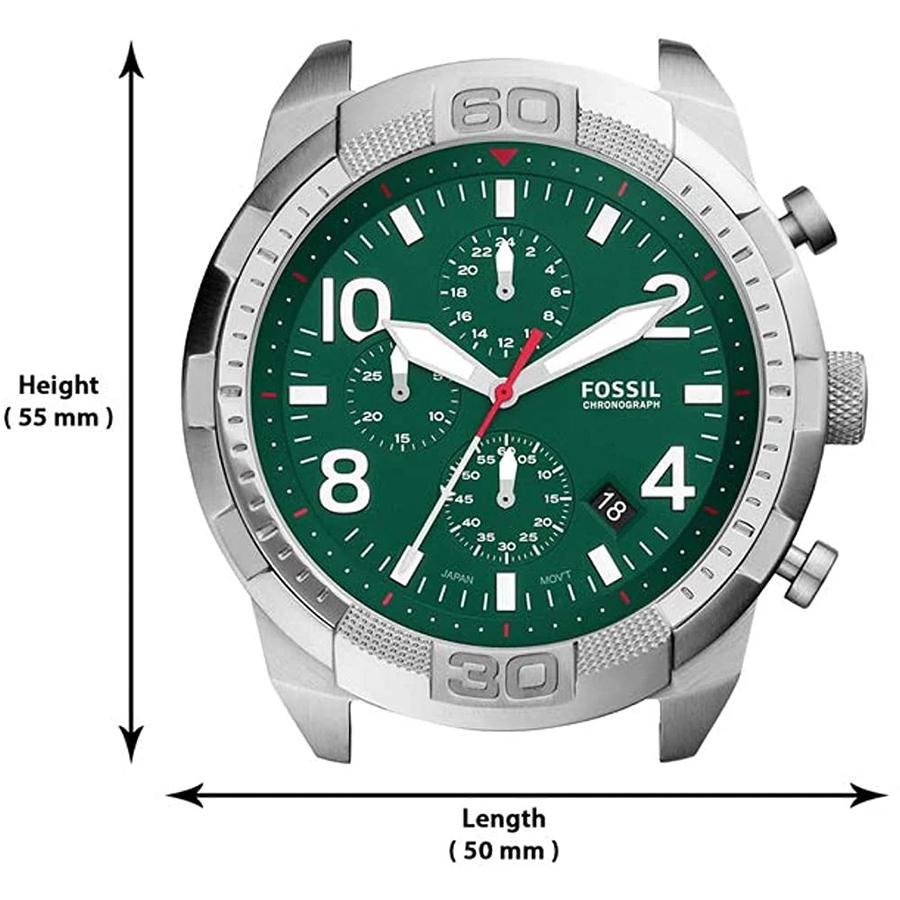 Fossil Bronson Chronograph Green Dial Leather Strap Quartz FS5738 Men's Watch