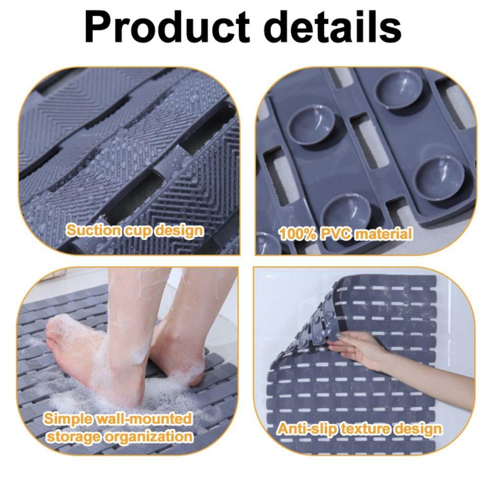 Draining Hole Foot Massage Pad PVC Bathroom Foot Pedal Flodsable Anti-slip Floor Mat Household