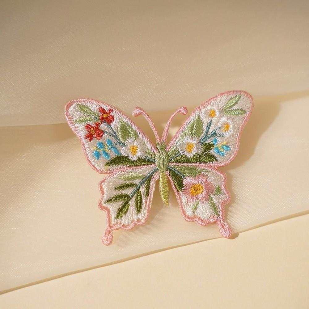 2pcs Heat Transfer Flower Patches Embroidery Design Butterfly Patches For Clothing Accessories