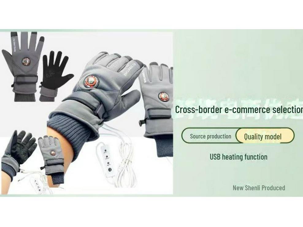 Luvas de Esqui com Touchscreen Aquecidas por USB para Esportes de Inverno e Ciclismo ao Ar Livre