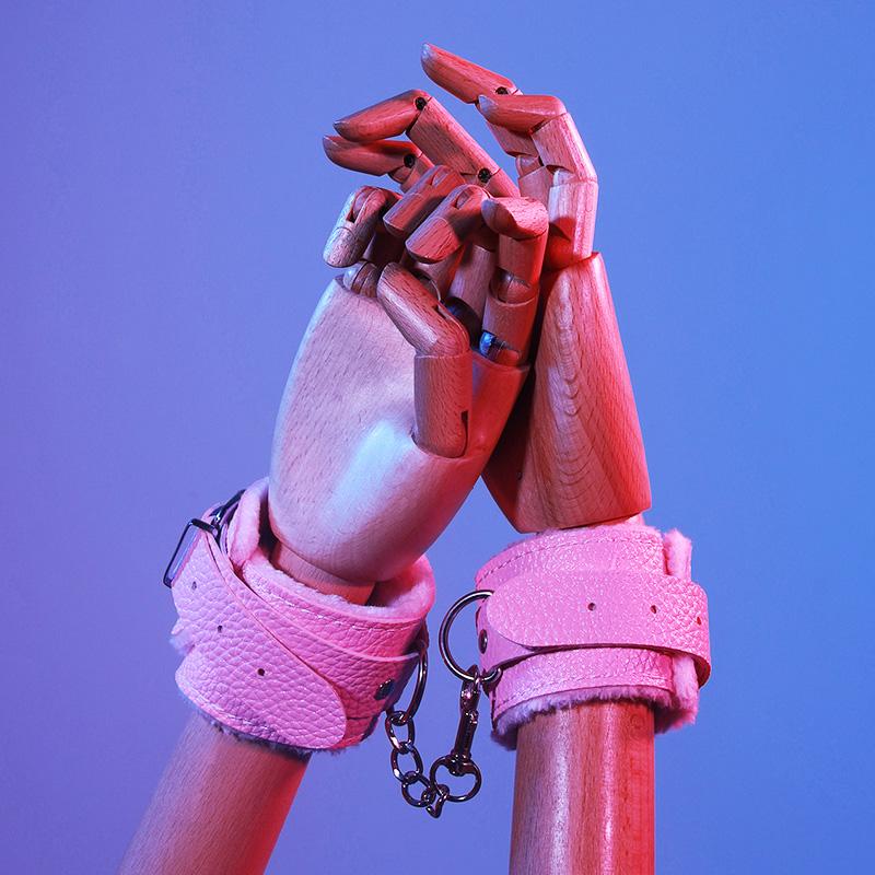 SM Cosplay Handcuffs  Restraint Sex Toy Fluffy Pu Leather Handcuffs Ankle Chains For Women  Couple Adult Accessories