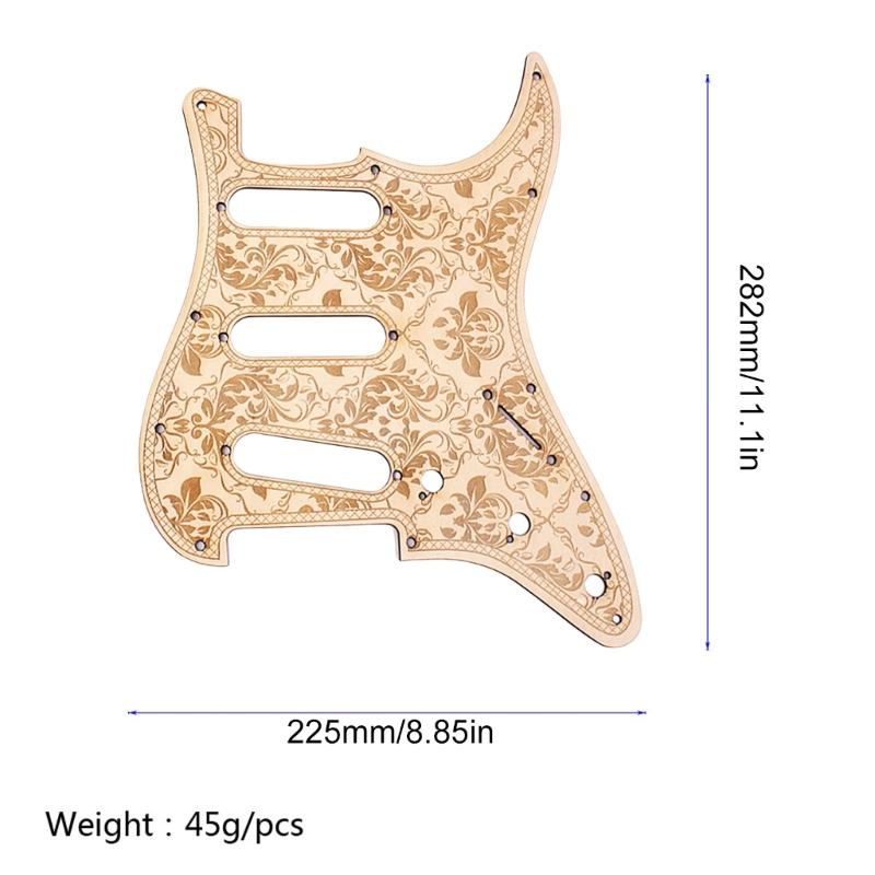 11 otvorů Elektrická kytara Pickguard Náhradní Květinový vzor Poškrábaná deska Javorové dřevo Kytarový Pickguard Snadná instalace