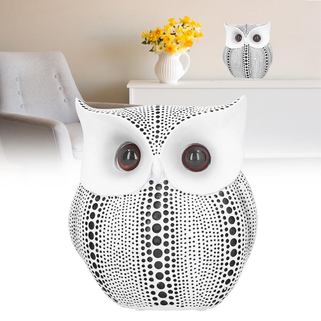 Owl Statue Innovative Resin Animal Sculpture Ornament Art Crafts for Desktop DecorationBS1027 White