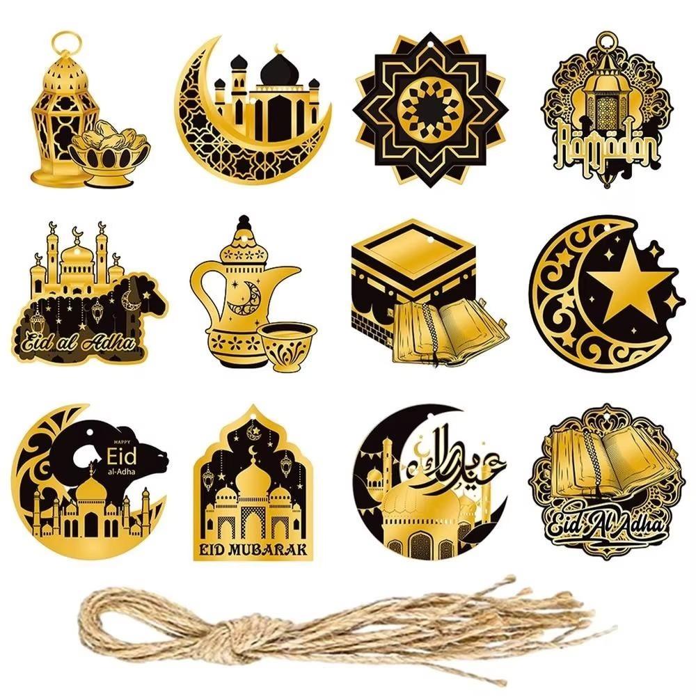 

24Pcs Multiscene Door Hanging Flag Paper Hanging Pendants Mubarak Door Hanging Ramadan Decoration 24Pcs