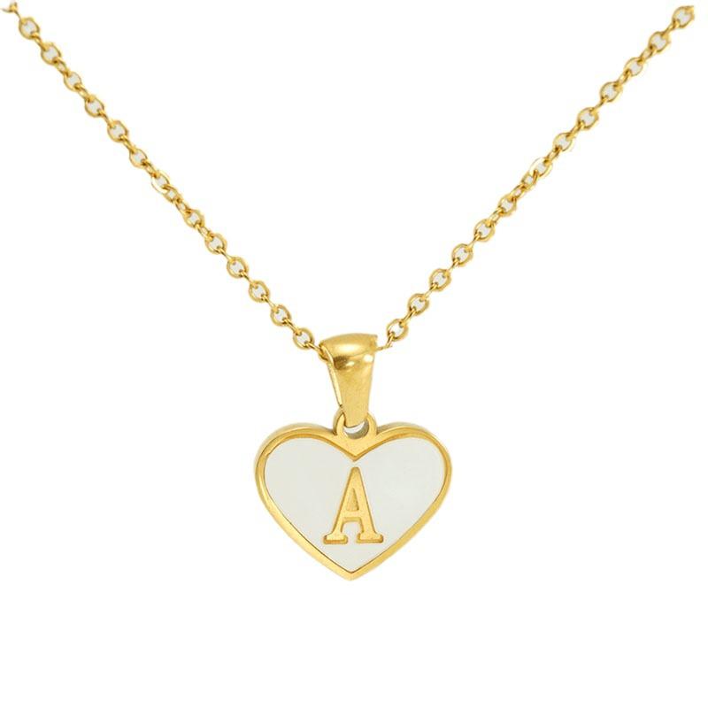 Personalized Heart Letter Necklace: Stainless Steel & Natural Shell Clavicle Chain