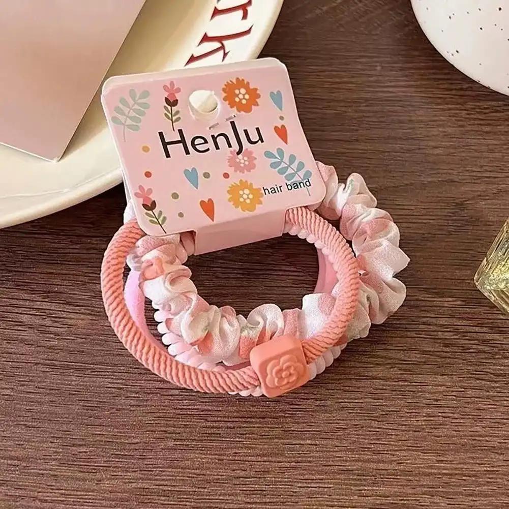 4pcs Candy Color Telephone Scrunchies for Women Highly Elastic Hair Ties Ponytail Holder Rubber Bands Teen Girls Summer Headwear