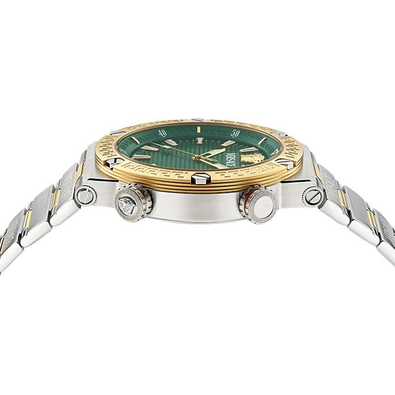 Versace Greca Logo Diver Recycled PU Strap Stainless Steel Men Watches Silver VE8G00124