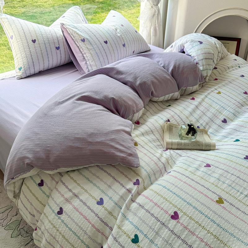 Patru Seturi de Lenjerie de Pat Mică și Proaspătă, Cearșafuri Prietenoase cu Pielea și Respirabile, Fețe de Plapumă, Fețe de Pernă