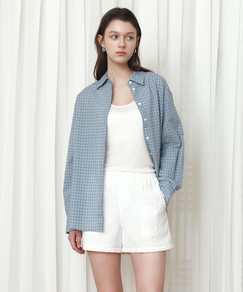 Siyajyu Sitp5299 Summer Check Shirt_Pale Blue