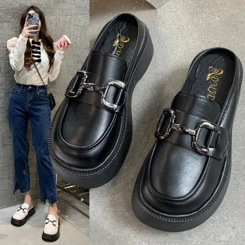 British style popular bag head slippers women's buckle spring and autumn jk with skirt muffin bottom Korean version trendy ins slippers