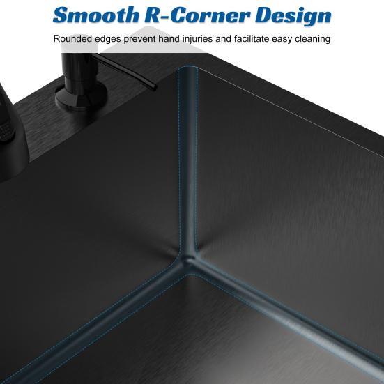 Embedded Mounted Workbench Sink Black Kitchen Sink Embedded/Top Stainless Steel with Cutting Board & Drainage Basket Single Bowl Accessories (31.5 X
