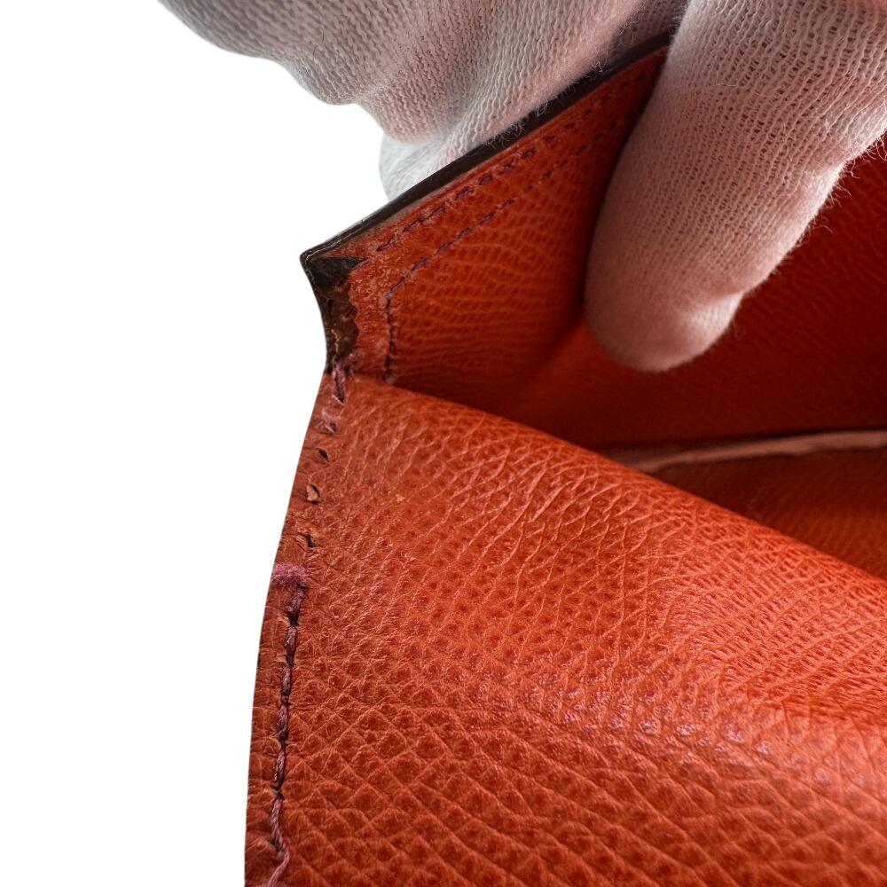 HERMES Long Wallet Tri-fold Epsom Bearn Dupri Purse Orange Epsom Women Used
