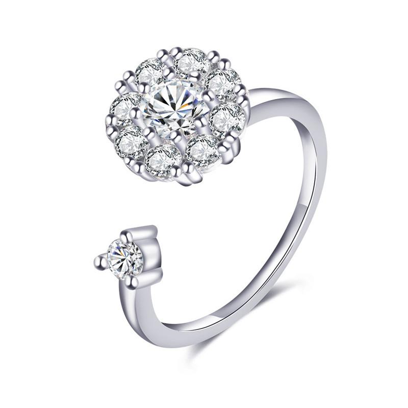 Anelli Antistress Ansia Fidget per Donna Multipli Cristallo Fiore Sole Cuore Metallo Spinner Anello Rotante Gioielli da Matrimonio