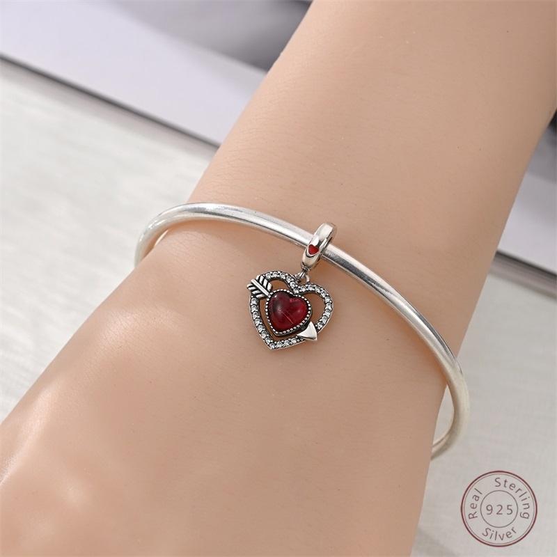 New Copper Charm Bead Mother'S Day Love Heart Family Charm Bead Pendant Fits Bracelet Womens Jewelry Gift