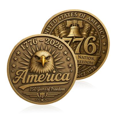 US 250th Anniversary Coin Commemorative 250 Years of Freedom Coin 1776 To 2026 Patriotic Keepsake Coin Gift for Collectors History Enthusiasts