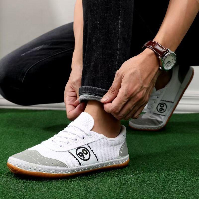 Tendon sole non-slip comfortable canvas sports shoes men's and women's same running shoes track and field martial arts training little white shoes