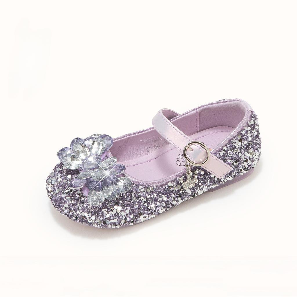 Girls' Fashionable Princess Shoes Children's High-end Crystal Shoes Soft-soled Small Leather Shoes Girls' Lightweight Shoes