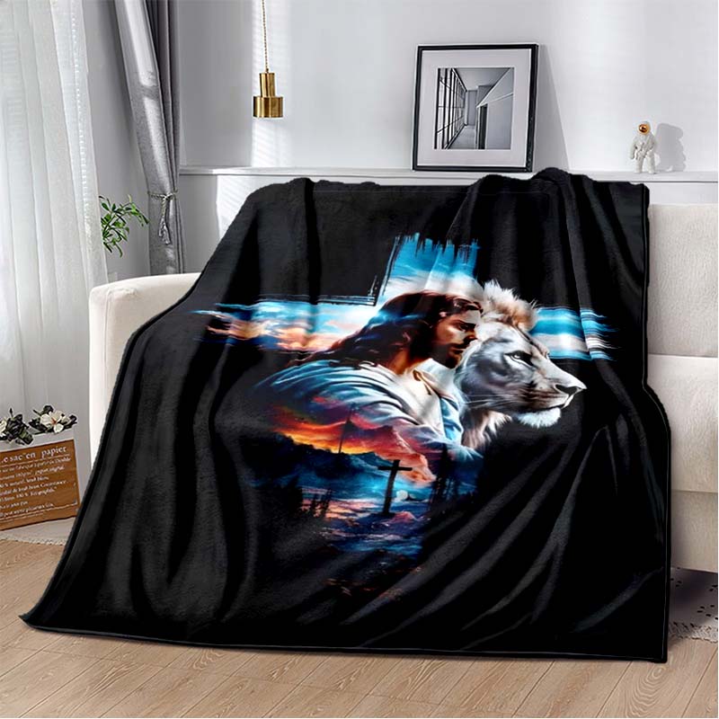 Retro Jesus Virgin Mary Art Flannel Blanket,Ultra Soft Warm Plush Throw for Home Bedroom Bed Sofa Cover Office Travel Gift Kid