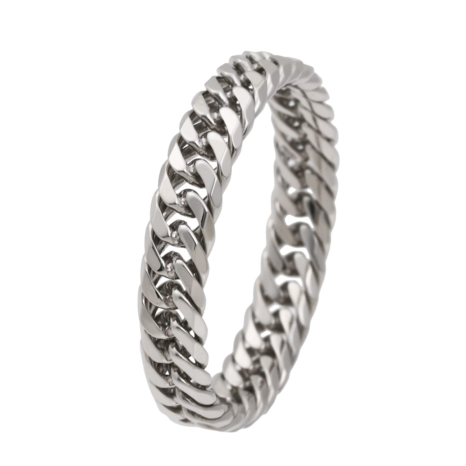 

Platinum Double Curb Made in Pt850 Inner Diameter [FAIRY CULLET] Ring, 6-Sided Chain, Thin, Japan, (Size 16, 18mm/Circumference 56mm) платиновий