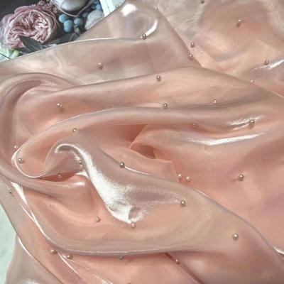 1 Yard Pearl Organza Fabric for Needlework Dress Children Skirts Wedding Diy Sewing Gauze Cloth Glossy Thin Smooth