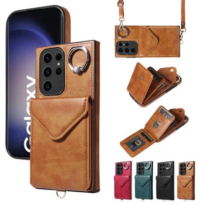 Umhängetasche mit Ringhalterung, vertikale Öffnung, Brieftaschen-Kartensteckplatz, Handyhülle für Samsung Galaxy S22, S23, S24, A05, A12, A13, A14, A15, A52, A72, A22, A24 ...