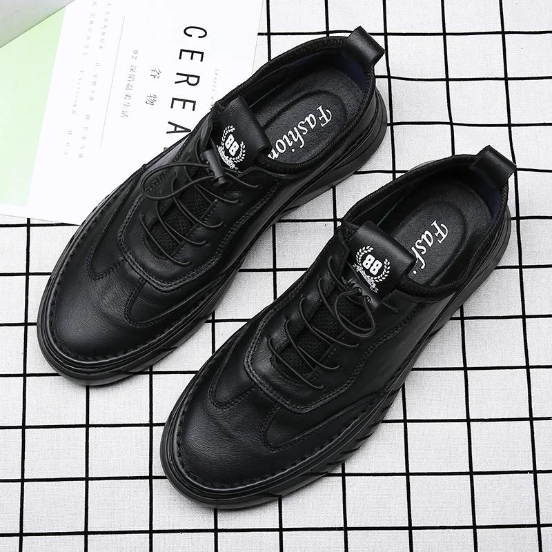 Italské Nové Pánské Ležérní Boty z Pravé Kůže Silná Podrážka Ležérní Oxfordské Boty Zimní Sametové Pánské Bavlněné Boty Doprava Zdarma