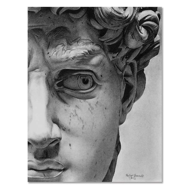 Retro Renaissance David Solid Sculpture Canvas Paintings Half A Face Portrait Print Posters Art Pictures for Room Wall Decor