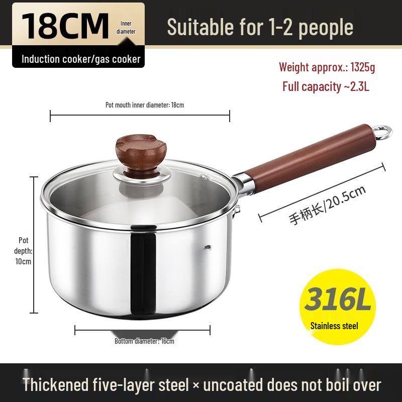 Wutuo 316L Stainless Steel 18cm Soup Pot