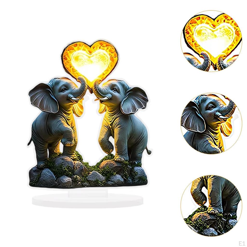 Decorațiune Cuplu Elefanți 2D Inimă de Dragoste Semn Elefanți Colecții Piesă Centrală Ornament de Birou