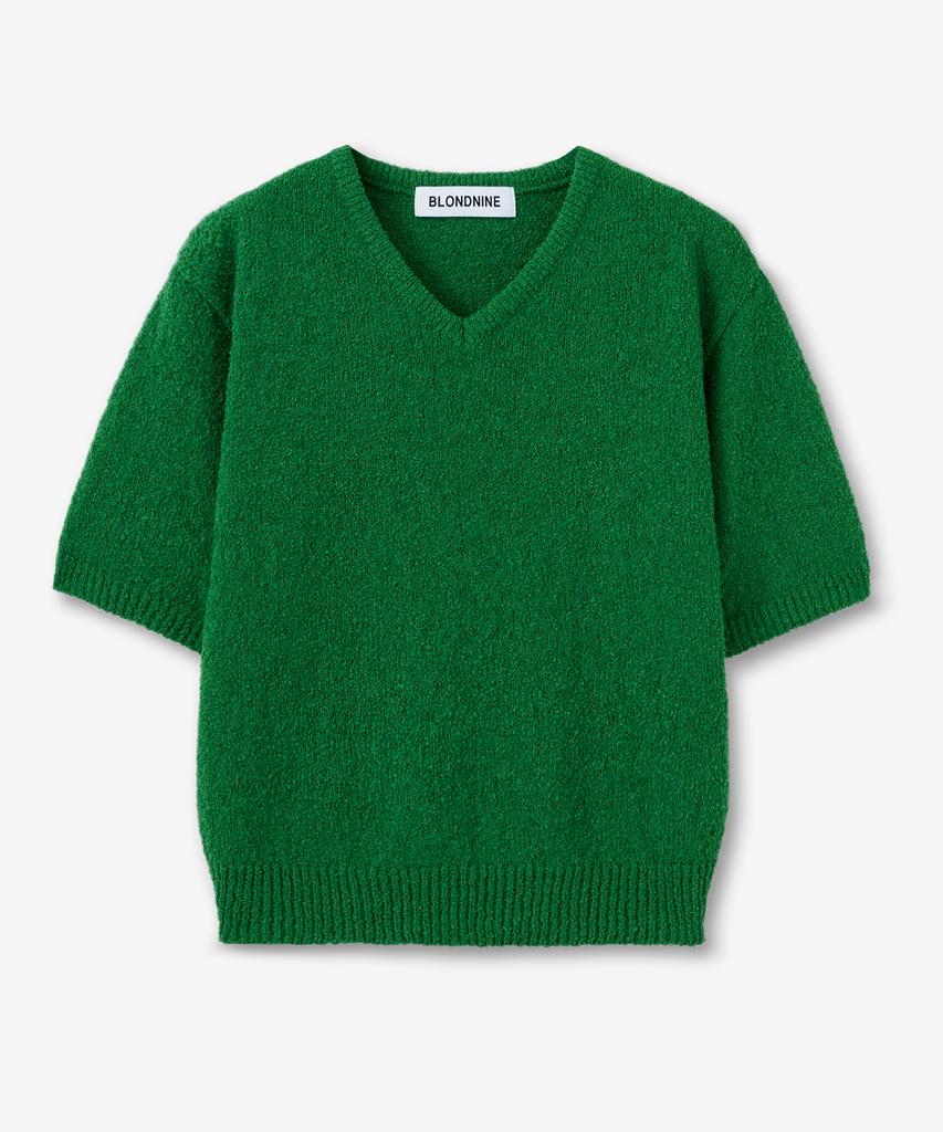 BLOND9 Boucle Short Sleeve V-Neck Knit ( 5 Colors )