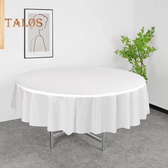 8 Pcs Thickened Table Cover Simple Style Pure Color Round Shape Anti-Slip Easy Care Stain-proof Waterproof Table Protection Banquets Party Decoration