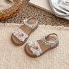 Korean Style Princess Shoes for Little Girls - 2026 Summer Lace Trim Sandals with Soft Sole