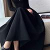 Soft Style Waist-Cinching Slimming Long Sleeve Dress Women's Autumn Winter Elegant Zipper Underskirt French High-End Flared Skirt