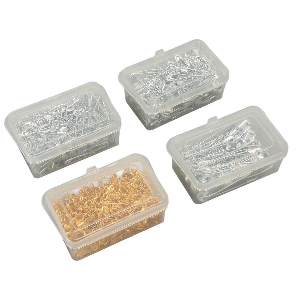 4 Boxes Metal Safety Pins Stainless Steel Assorted Small and Large Safety Pins Fastening Pins for