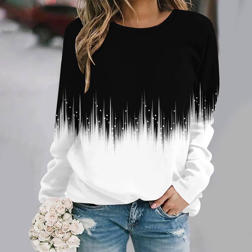 Evropská a americká móda nadměrných velikostí 2025 Dámské elegantní tričko s dlouhým rukávem a výstřihem do V