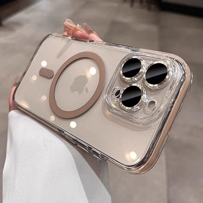 Luxury Candy Color Collision for Magsafe Case for iPhone 17 Air 16 15 14 13 Pro Max Plus Magnetic Lens Protector Transparent Cover