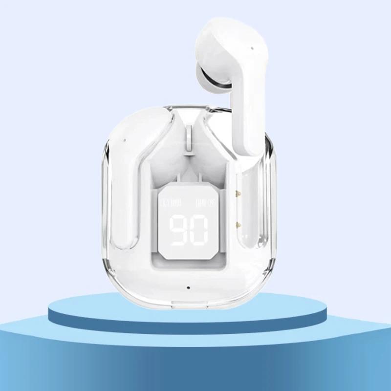 

Беспроводные наушники TWS, прозрачные Bluetooth-вкладыши, гарнитура, спортивные наушники ENC, светодиодный цифровой дисплей, стереозвук, наушники белый