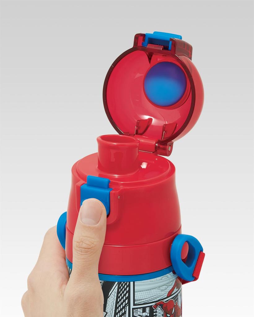 Skater Kids' 2-Way Water Bottle: Direct Drink (470ml) Cup Drink (430ml) - Spiderman Design, SKDC4-A