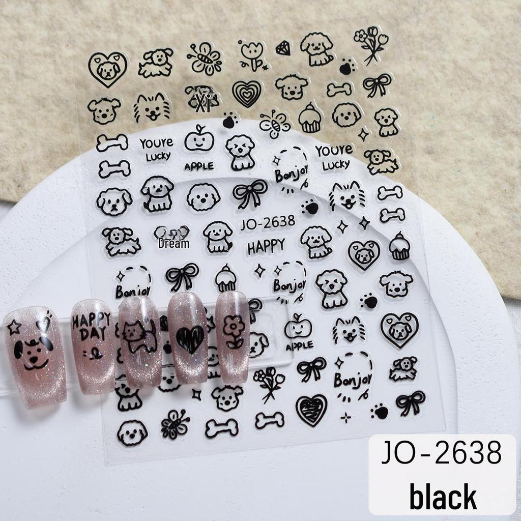 Graffiti Style Cute Cat Bow Nail Decals with Adhesive Backing - Sweet & Cool Nail Art Stickers