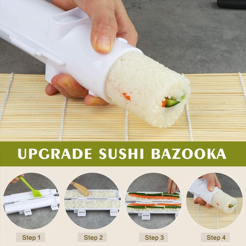 Sushi Mold  Sushi Maker Set Machine Bazooka Roller Kit Vegetable Meat Rolling Bamboo Mat DIY Kitchen Tools Gadgets Accessories