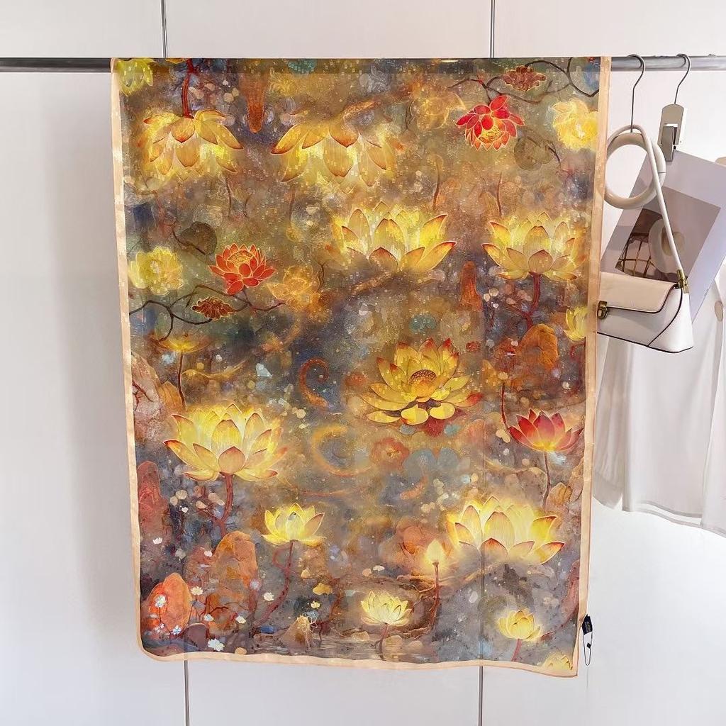 New Style  Thin Chinese Style Jacquard High-end  Versatile Double-sided High-end Silk Scarf