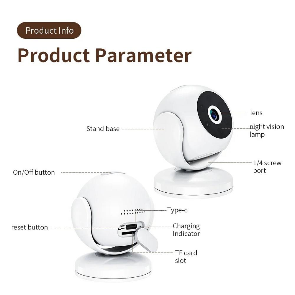 HD 170° Wide-angle Camera, 1080P Infrared Night Vision Security Surveillance, Loop Recording, Motion Detection, Video Recording Wireless WiFi Camera