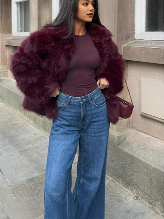 2024 European & American Women's Faux Fox Fur Long Sleeve Coat - Elegant, Fashionable Autumn/Winter Outerwear